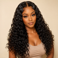 13x4 Water Wave Human Hair Wig – Transparent Lace Front, 150% Density, Adjustable Drawstring