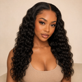 13x4 Loose Deep Wave Human Hair Wig – Transparent Lace Front, 150% Density, Natural Black