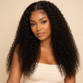 13x4 Jerry Curly Human Hair Wig – Transparent Lace Front, 150% Density, Natural Black Glueless Wig
