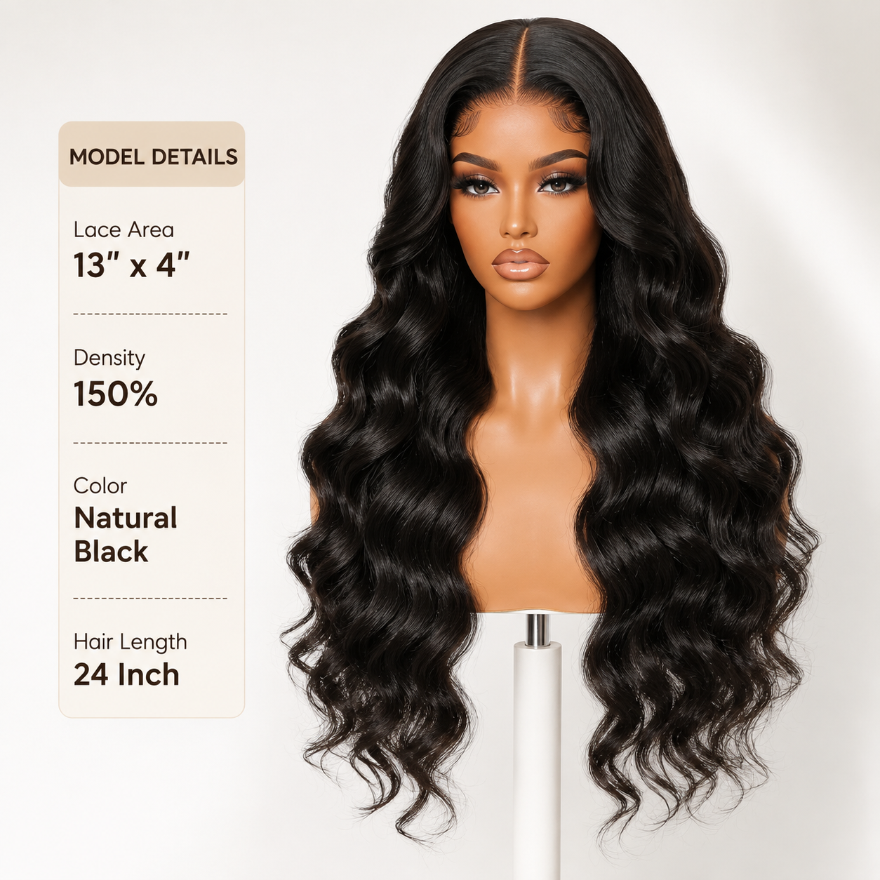 100% Human Hair 7x5 & 13x4 HD Pull & Go Black Fluffy Loose Wave Wispy Bangs Glueless Wig with Flexible Drawstring