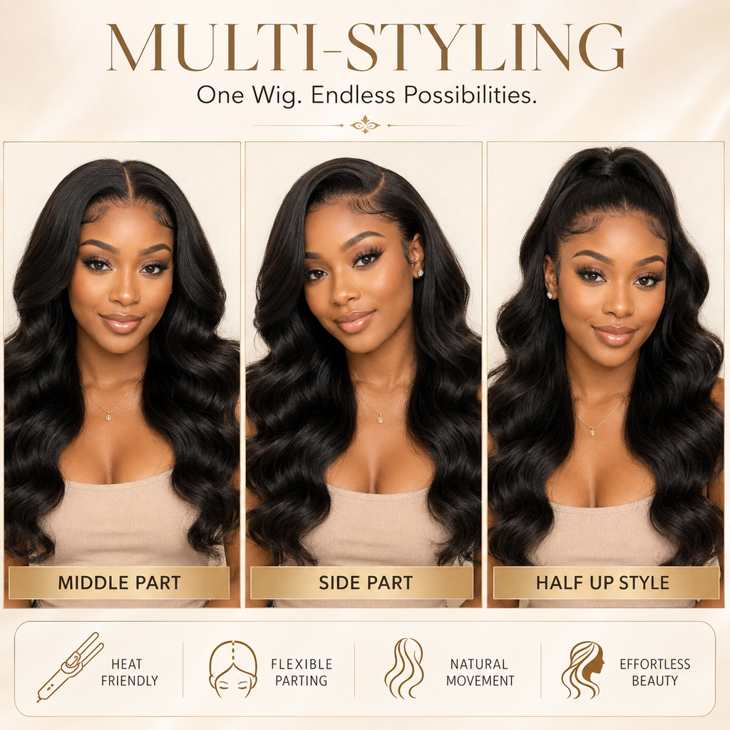 13x4 Lace Frontal Body Wave Human Hair Wig – 180% Density | Transparent Lace / HD Lace