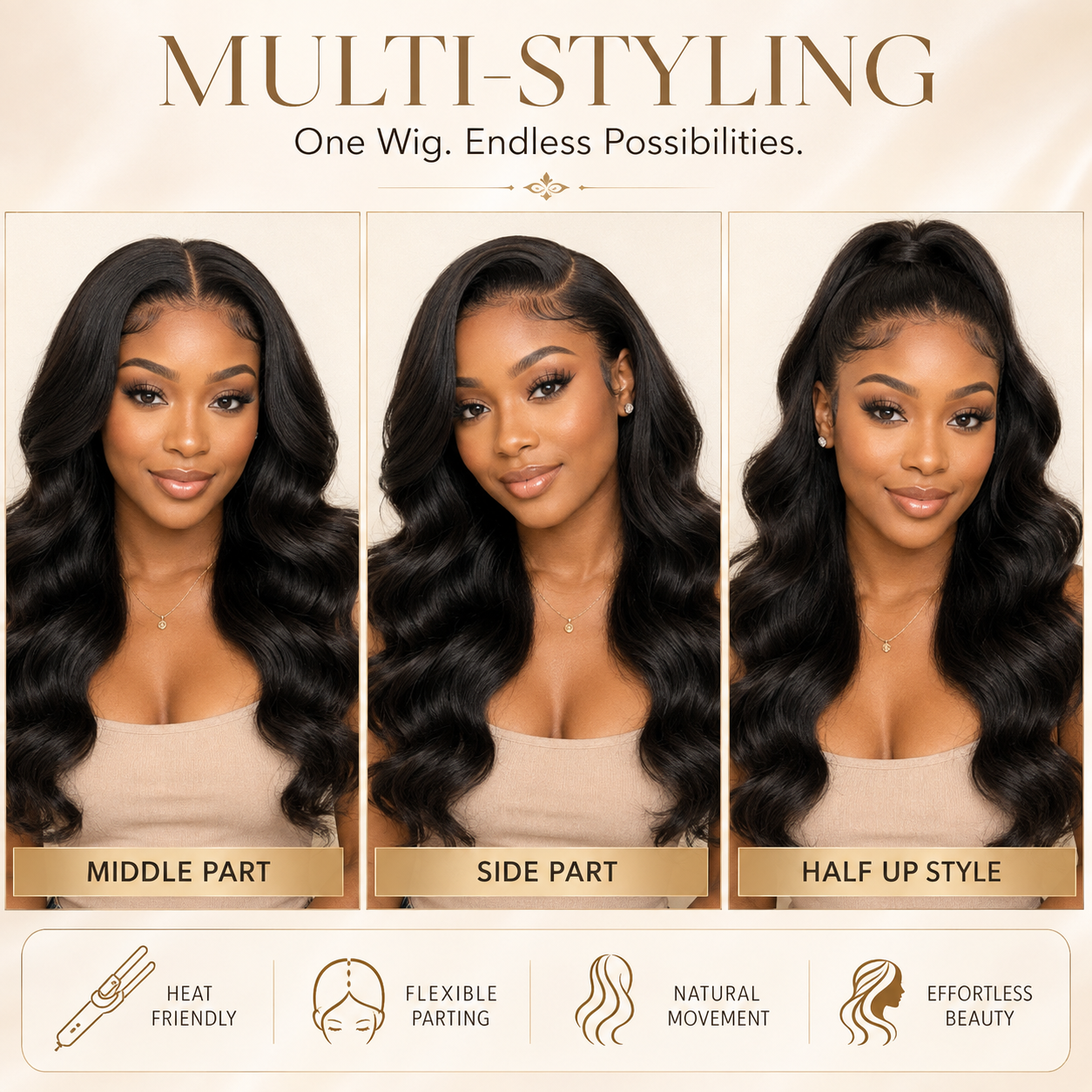 13x4 Lace Frontal Body Wave Human Hair Wig – 180% Density | Transparent Lace / HD Lace