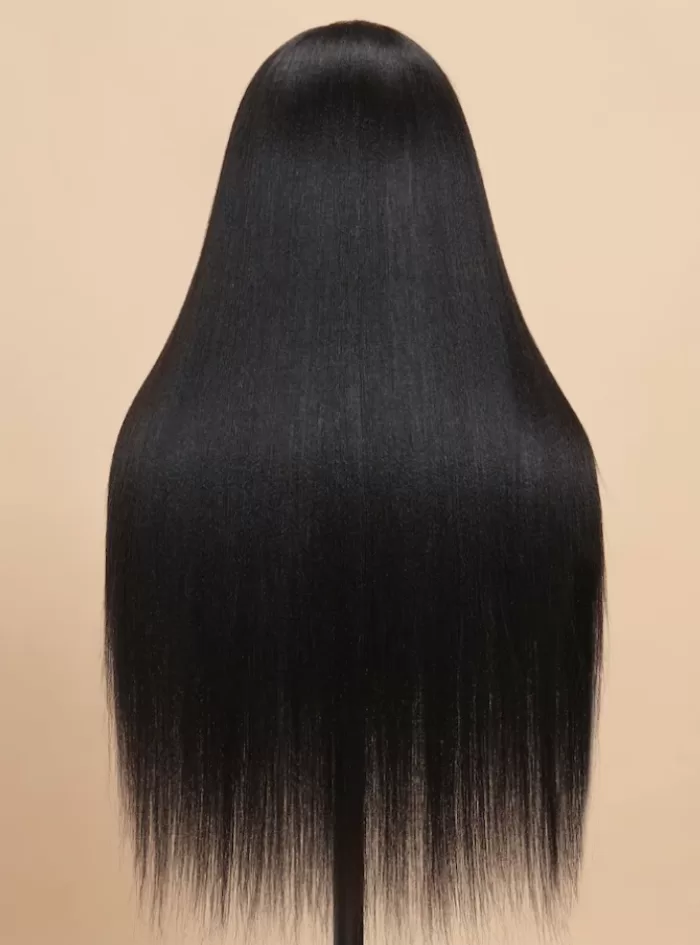 13x4 Pre-Everything Glueless Lace Black Yaki Wig With Bleached Knots - Image 3